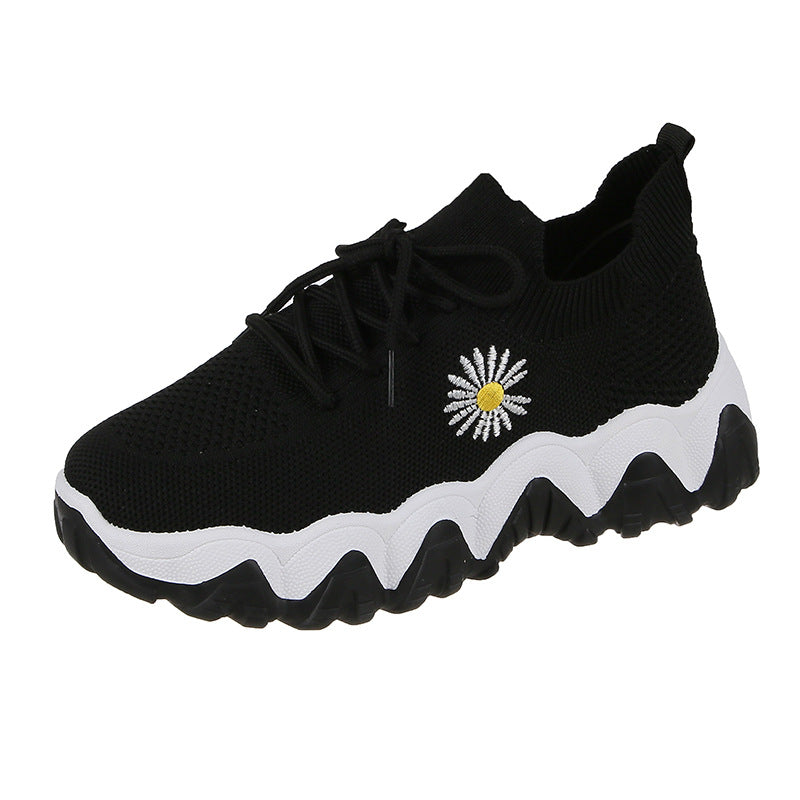 Women's Daisy Print Mesh High-Top Sneakers