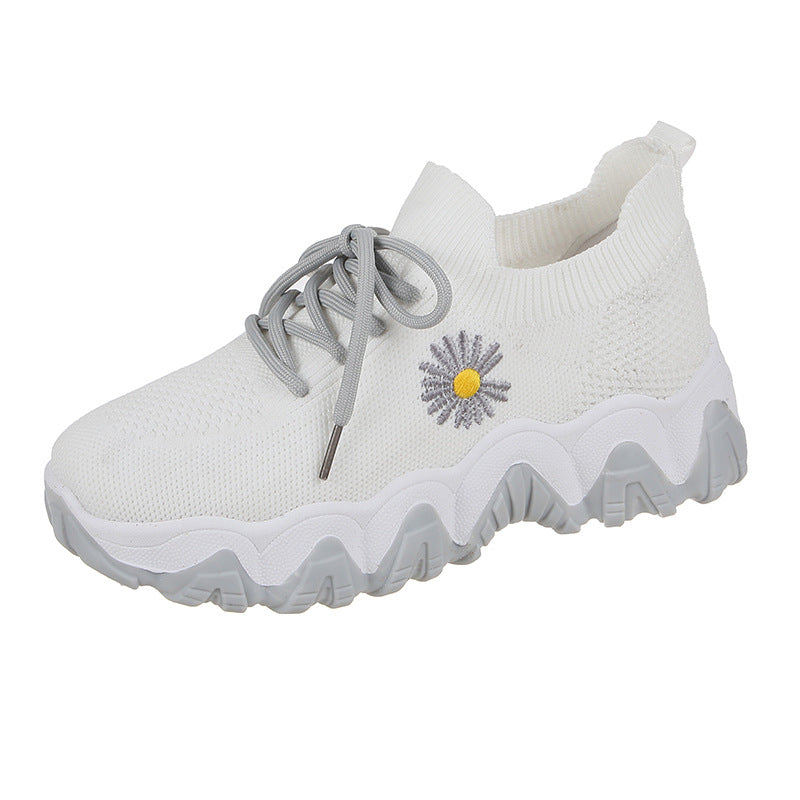 Women's Daisy Print Mesh High-Top Sneakers