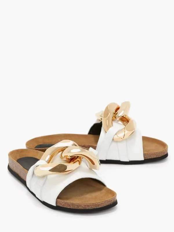 Women's Chain-Accent Open-Toe Flat Mules