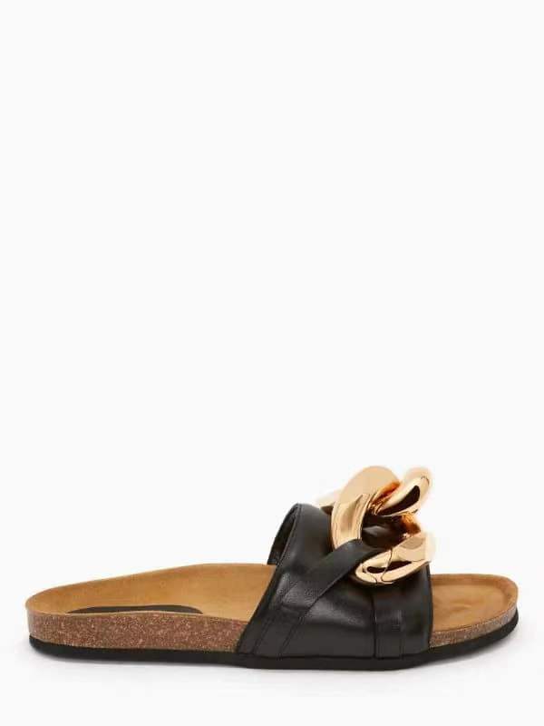 Women's Chain-Accent Open-Toe Flat Mules