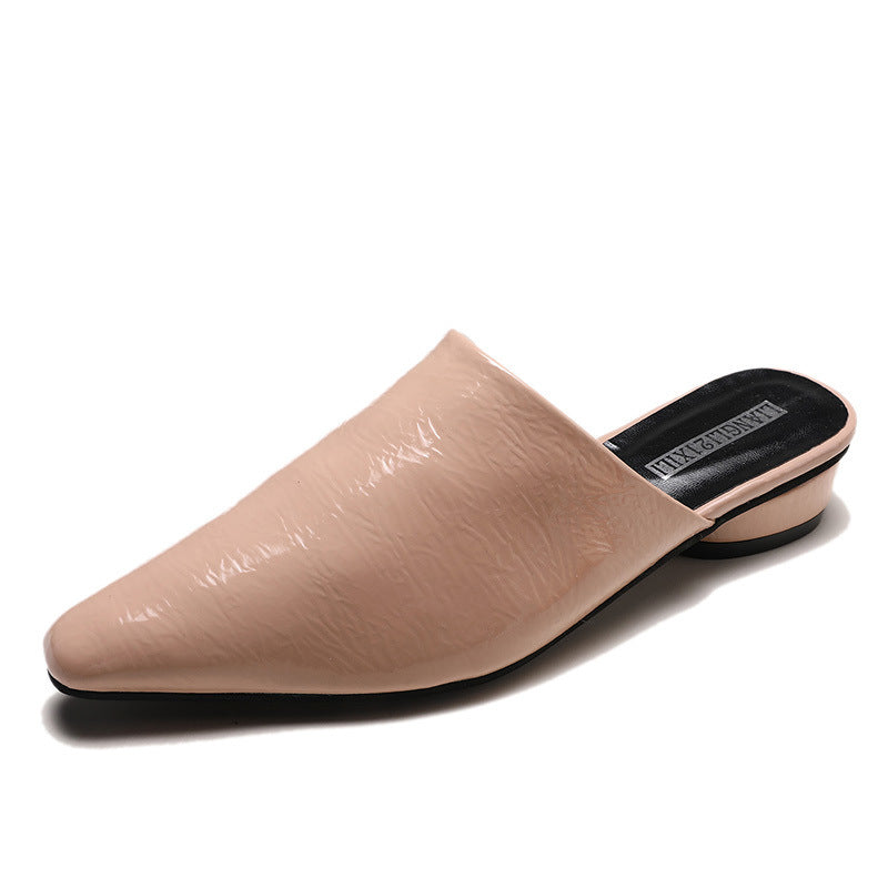 Women's PU Pointed Toe Low Heel Slides