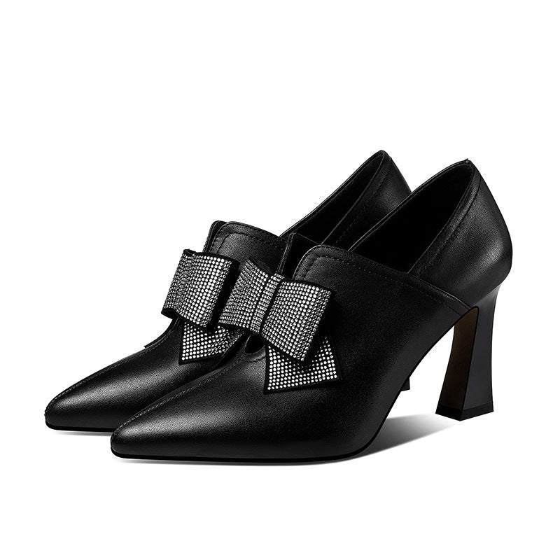 Women's Rhinestone Bow Pointed Toe Pumps