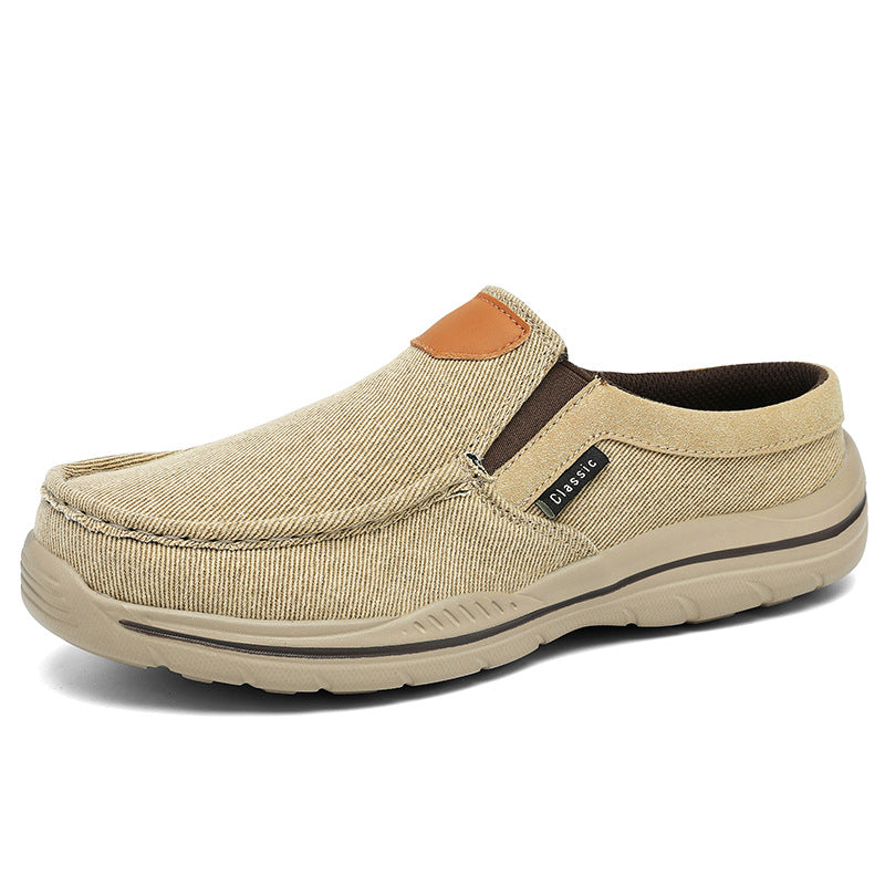 Plus-Size Breathable Slip-On Canvas Mules