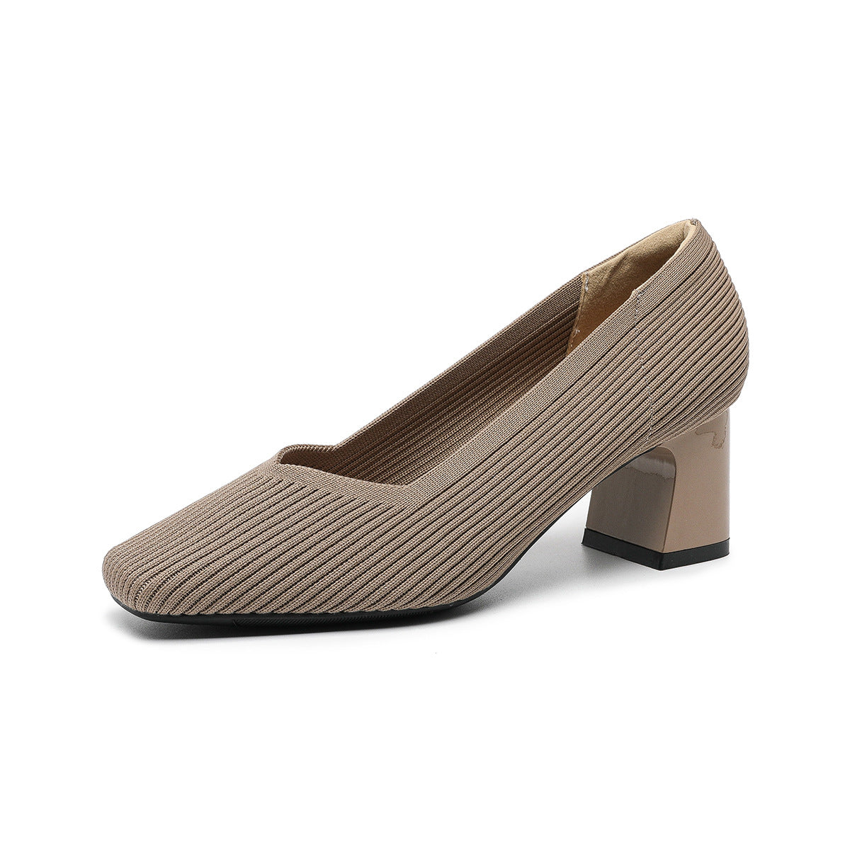 Women's Square Toe Chunky Heel Pumps