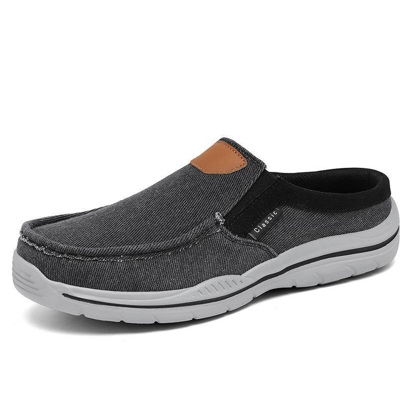 Plus-Size Breathable Slip-On Canvas Mules
