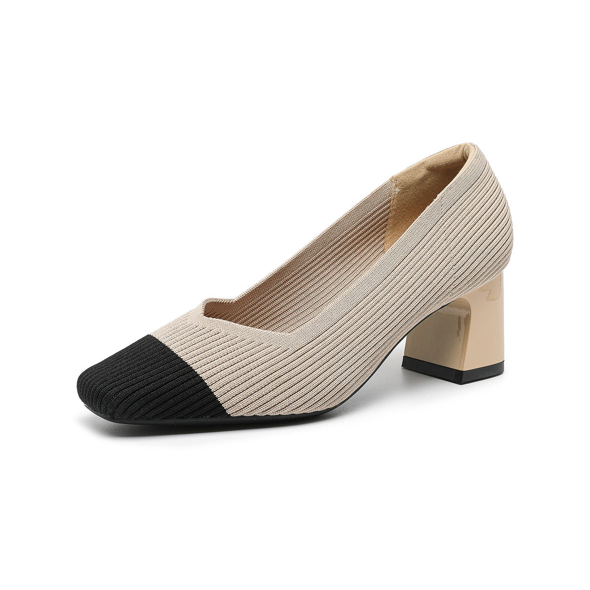 Women's Square Toe Chunky Heel Pumps