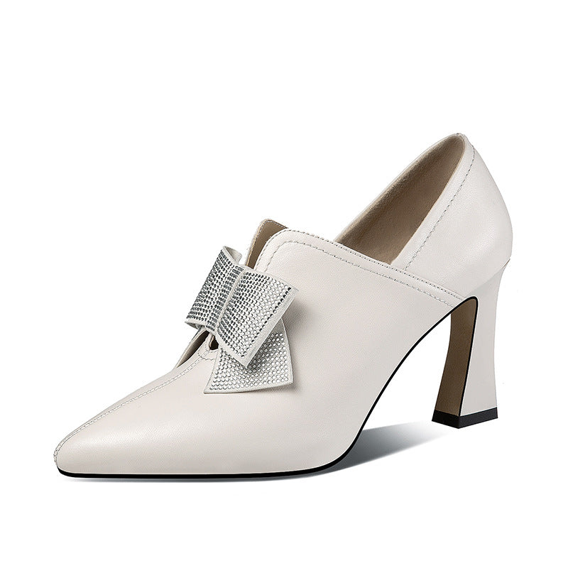 Women's Rhinestone Bow Pointed Toe Pumps