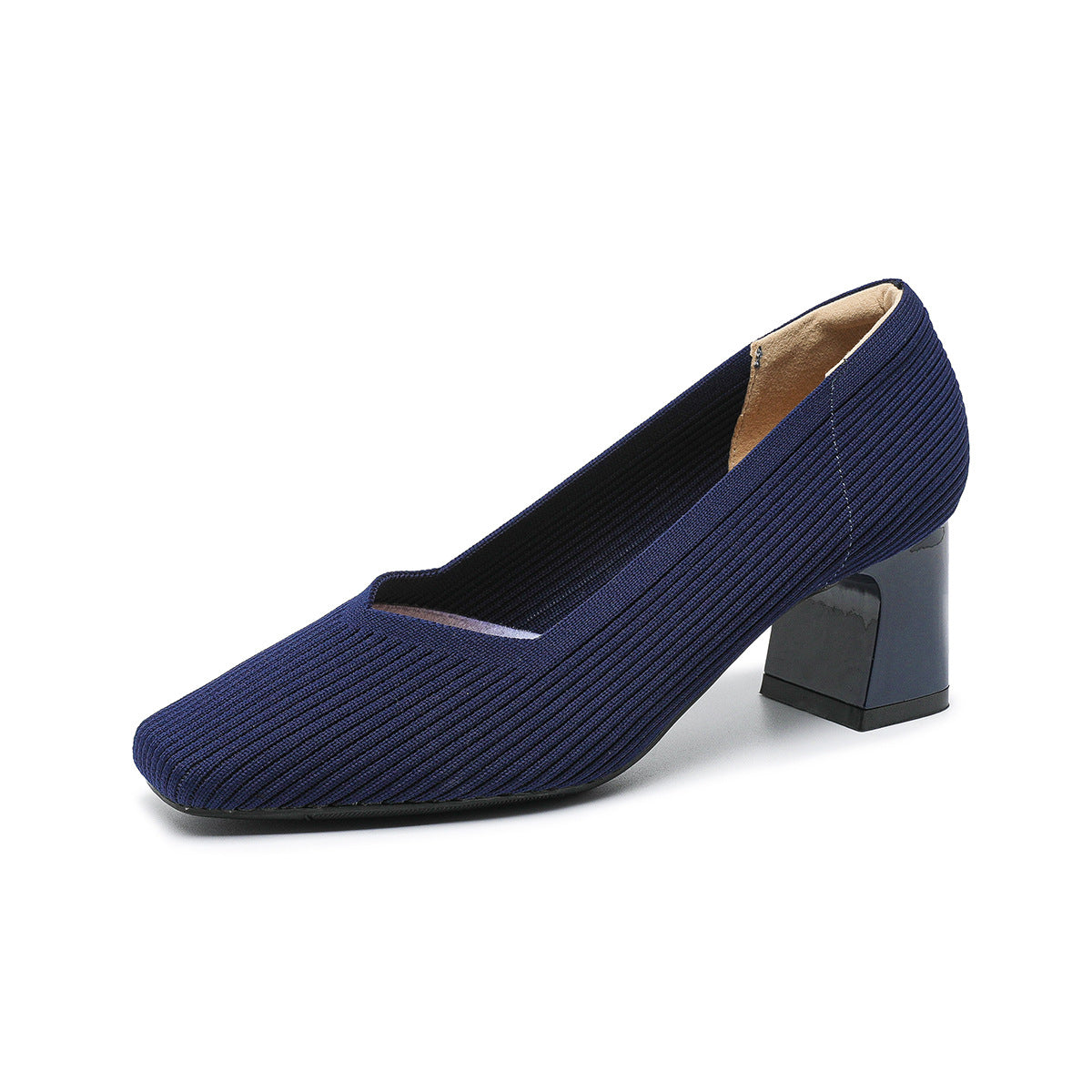 Women's Square Toe Chunky Heel Pumps