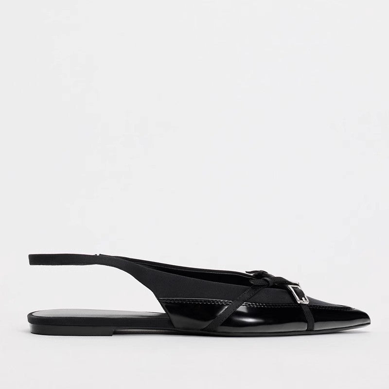 Women's Black Cross-Strap Flat Sandals