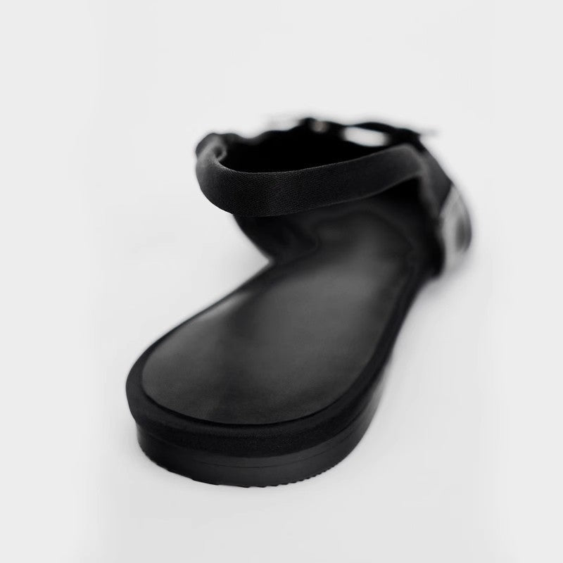 Women's Black Cross-Strap Flat Sandals