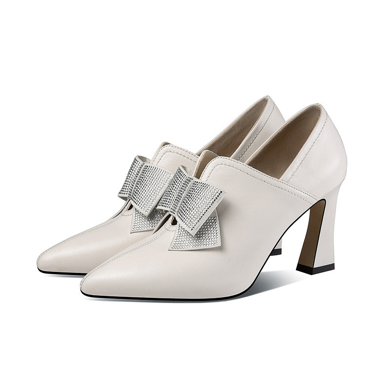 Women's Rhinestone Bow Pointed Toe Pumps