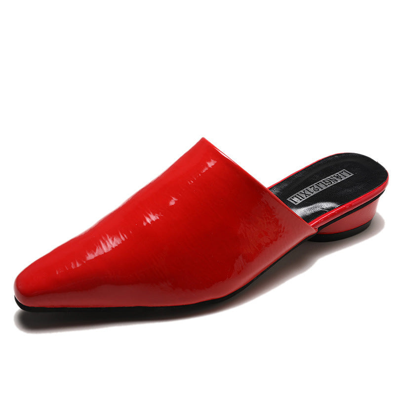 Women's PU Pointed Toe Low Heel Slides