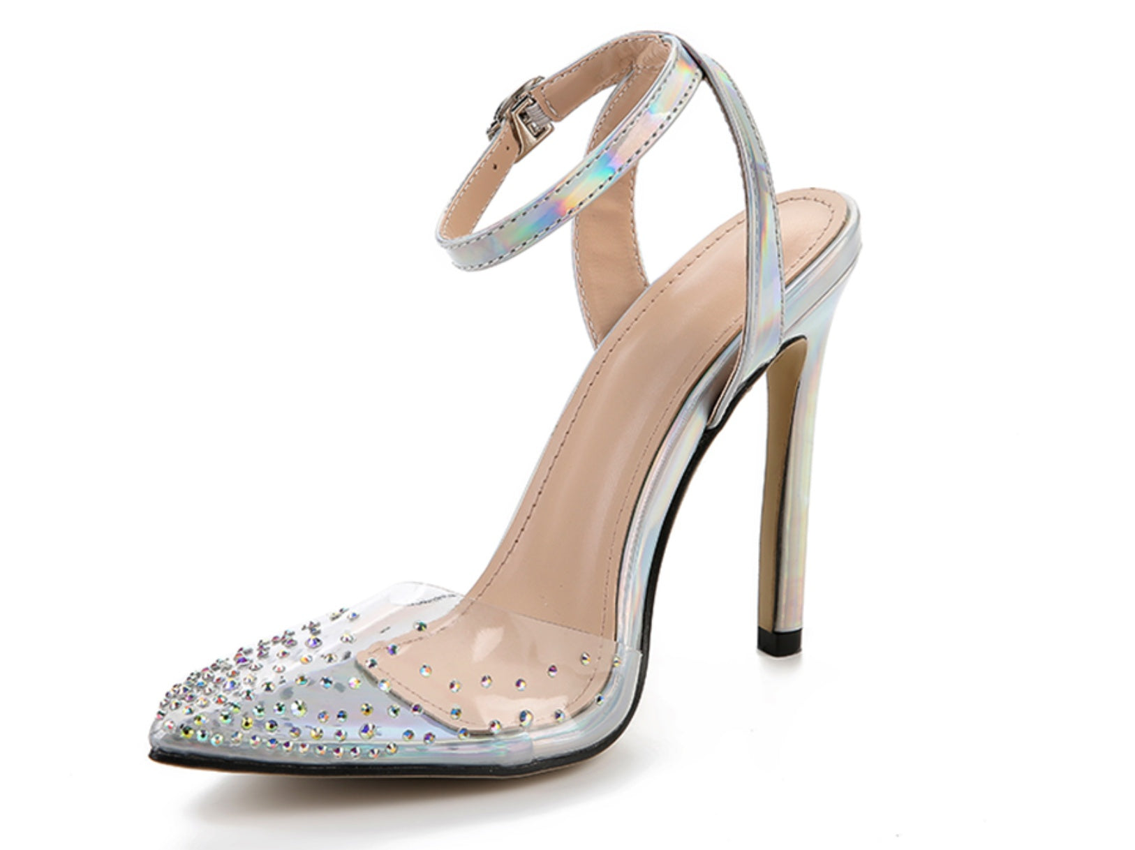 Women's Rhinestone Pointed Toe Stiletto Sandals