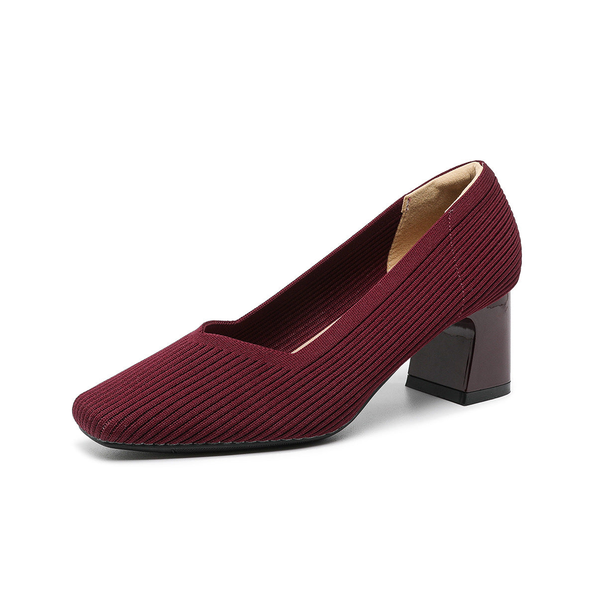 Women's Square Toe Chunky Heel Pumps