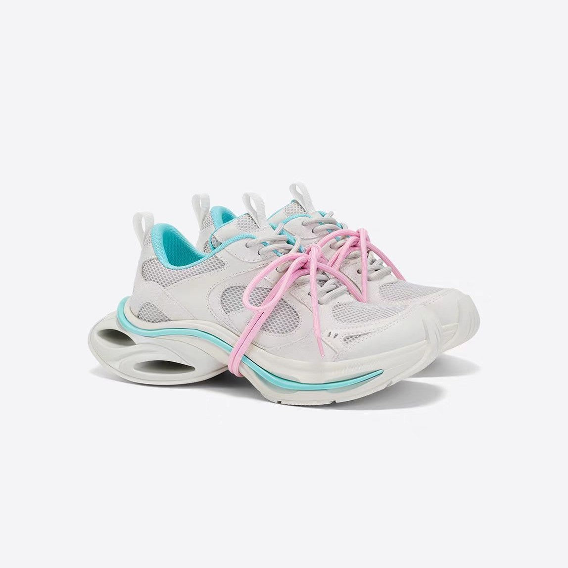 Women's Chunky Breathable Silver Sneakers