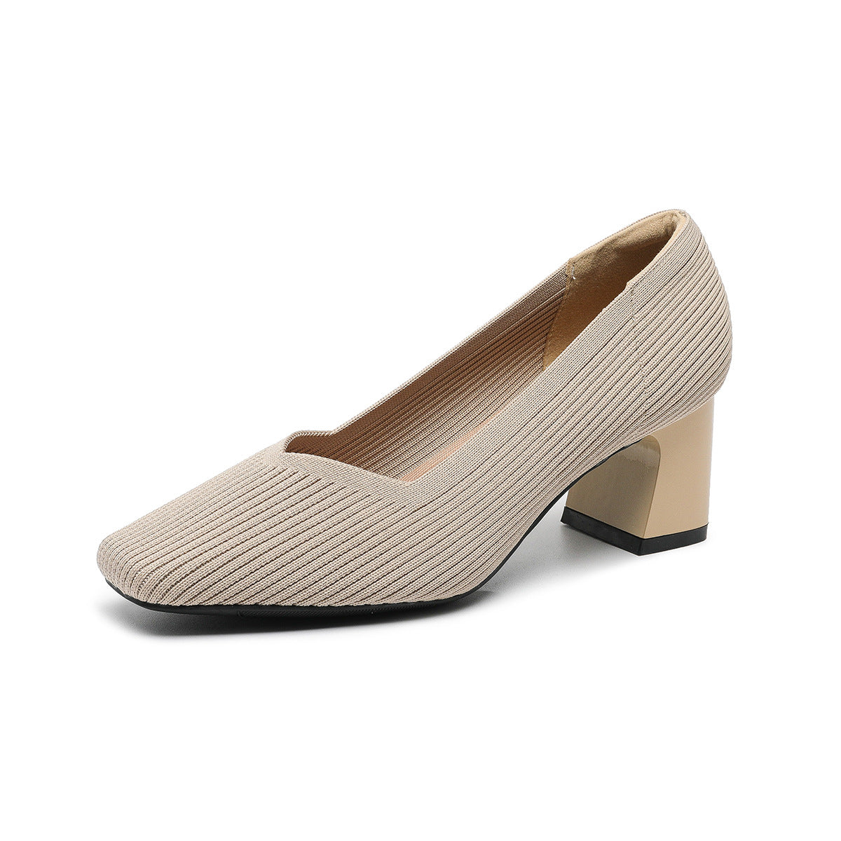 Women's Square Toe Chunky Heel Pumps