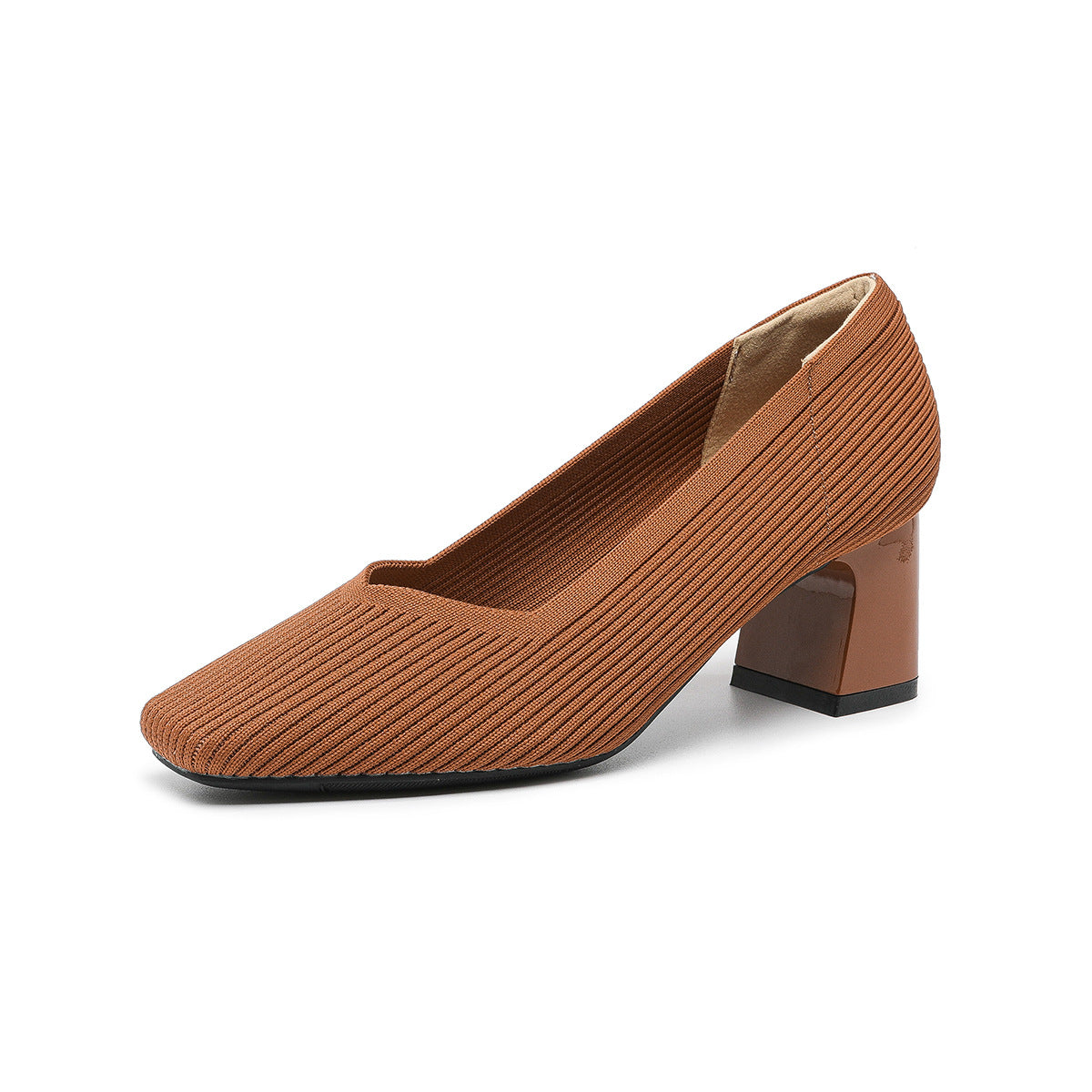 Women's Square Toe Chunky Heel Pumps