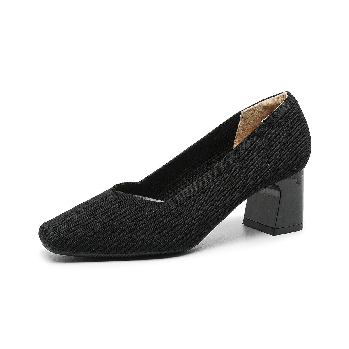 Women's Square Toe Chunky Heel Pumps